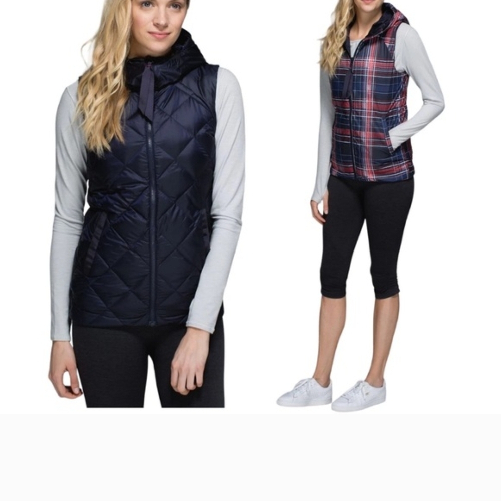 Lululemon Athletica Navy and Plaid Vest